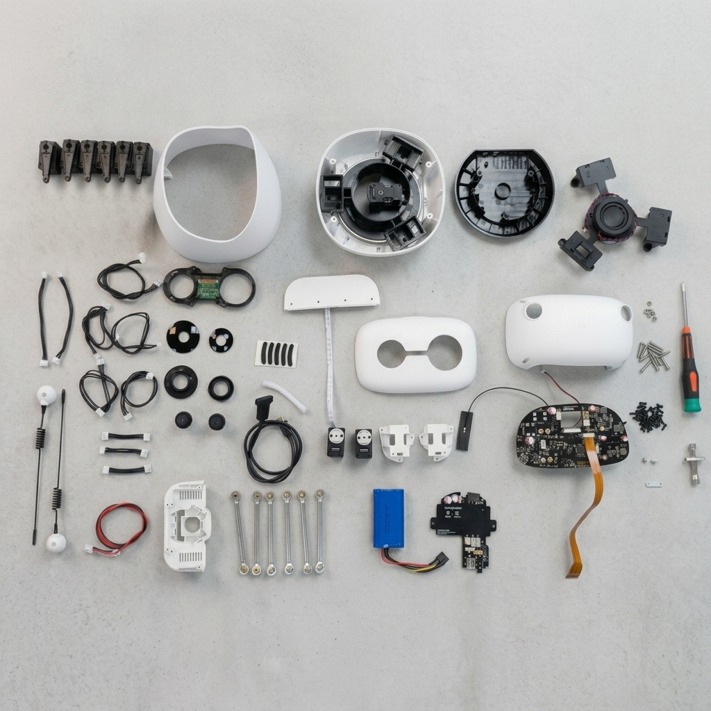 Composants du kit Reachy Mini Wireless avec son électronique embarquée