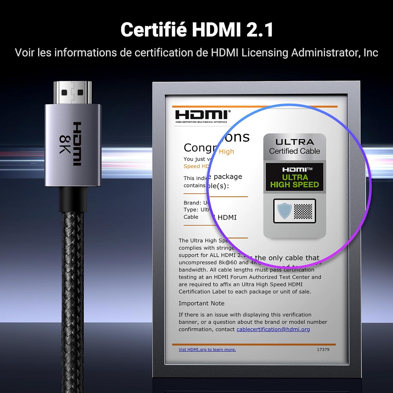 UGREEN câble HDMI 2.1 2 mètres — vue 2