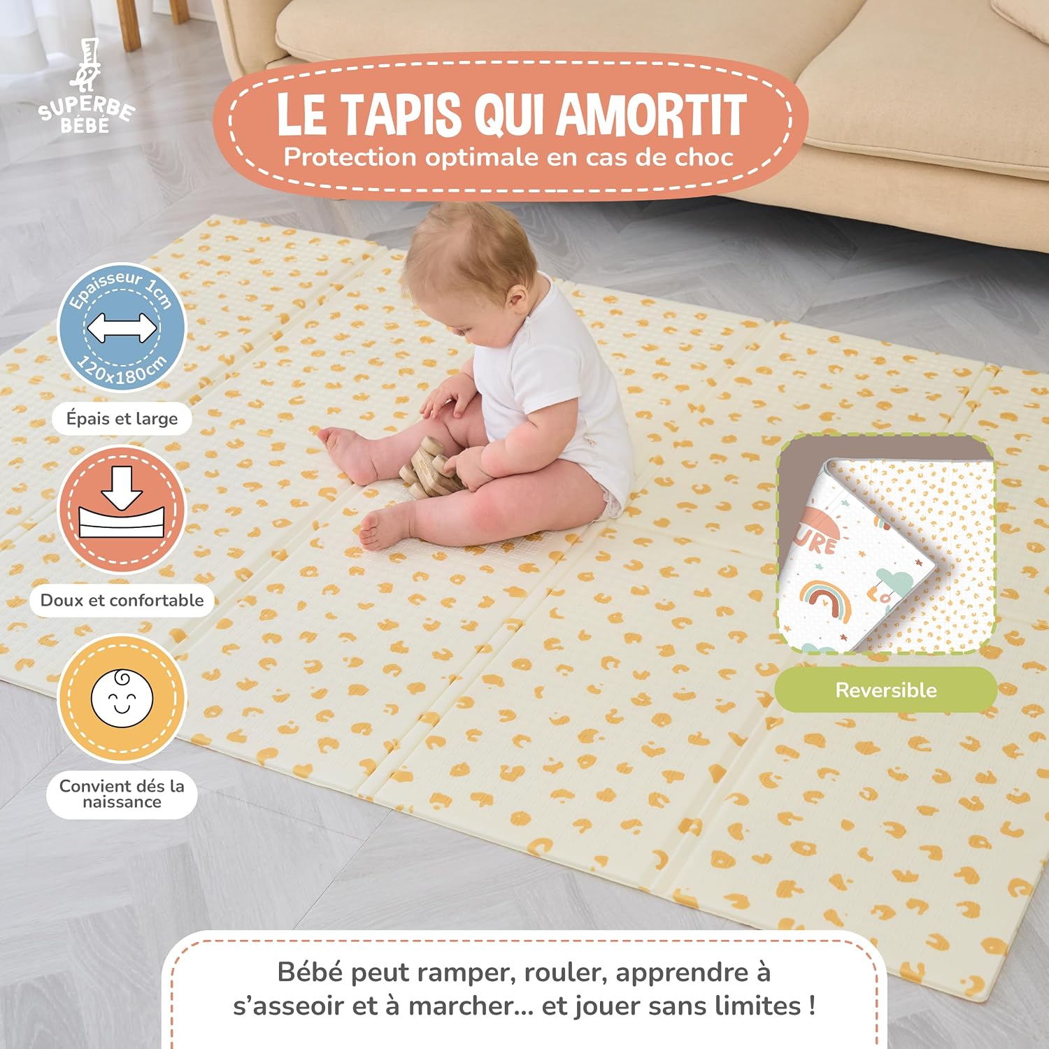 Tapis d'éveil pliable 120x180 — vue 2