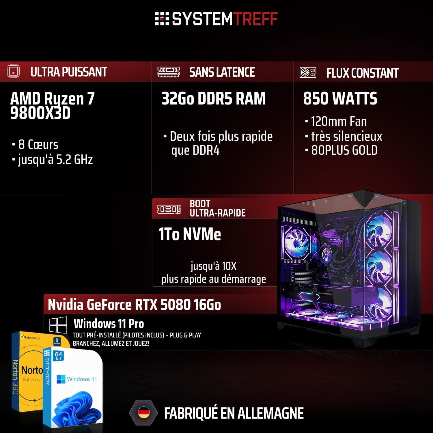 Systemtreff Ryzen 7 9800X3D RTX 5080 — vue 2