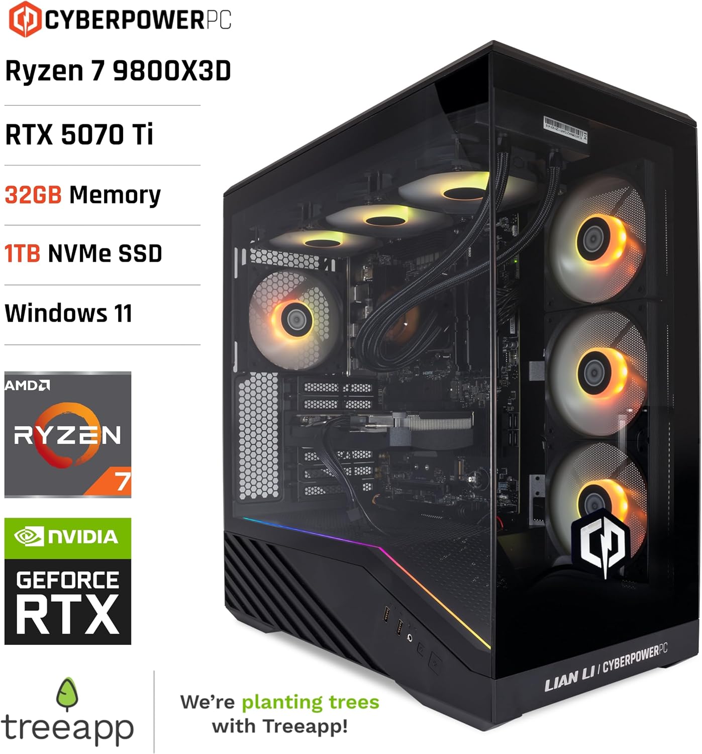CyberpowerPC Luxe Ryzen 7 9800X3D RTX 5070 Ti — vue 2